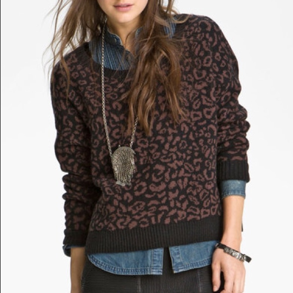 Free People Leopard Print Sweater